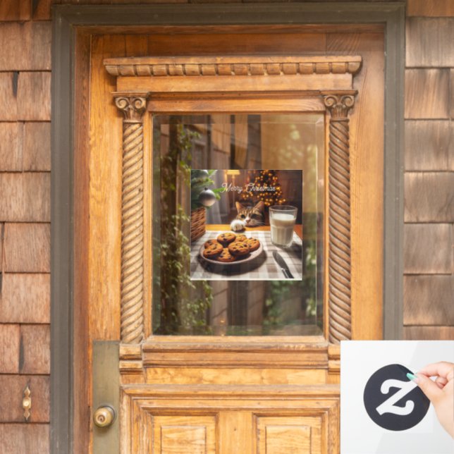 Cute Tabby Cat Reaching for Cookies Christmas (Home Door)