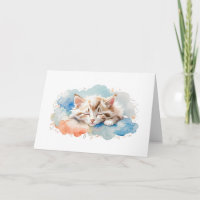 Cute Tabby Cat Sleeping Among Clouds Greeting