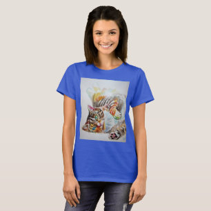 Cute Tabby Cat Watercolour cats Girls T Shirt Top