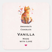 Cute Tabby Cat with Hearts Candle Craft