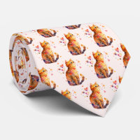 Cute Tabby Cat with Hearts Pattern