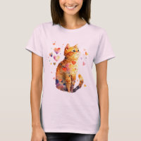 Cute Tabby Cat with Hearts