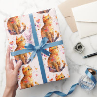 Cute Tabby Cat with Hearts