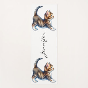 Cute Tabby Cat Yoga Mat