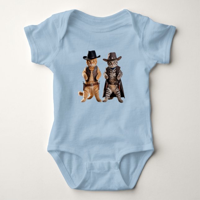 Cute Tabby Cowboy  Baby Bodysuit (Front)