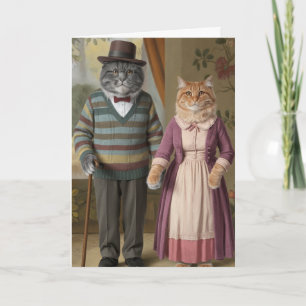 Cute Tabby Grandpa and Grandma Card