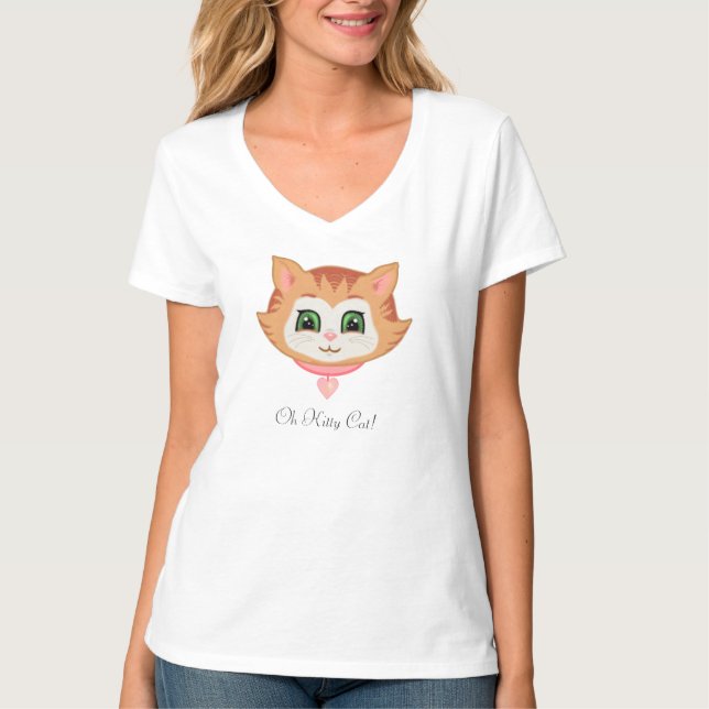 Cute tabby kitten and calligraphy T-Shirt (Front)