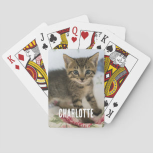 Cute Tabby Kitten Looking Surprised Playing Cards