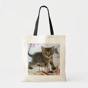 Cute Tabby Kitten Looking Surprised Tote Bag