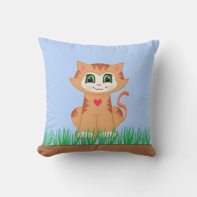 Cute Tabby Kitty Cat Cushion (Front)