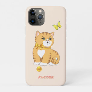 Cute Tabby Kitty Cat on Light Beige Case-Mate iPhone Case