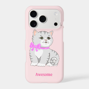 Cute Tabby Kitty Cat on Light Rose Gold