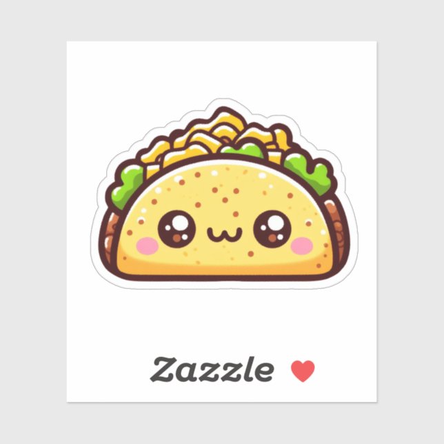 Cute Taco Custom-Cut Vinyl Stickers (Sheet)
