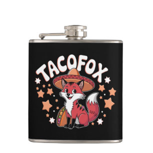 Cute taco fox cartoon design for taco lovers  hip flask