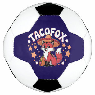 Cute taco fox cartoon design for taco lovers soccer ball