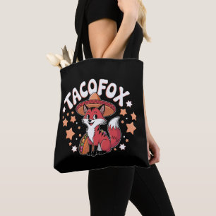 Cute taco fox cartoon design for taco lovers tote bag