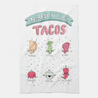 Cute Taco illustration Tea Towel