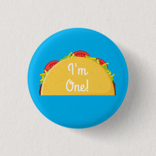 Cute Taco Kids 1st Birthday Party Mexican Food 3 Cm Round Badge