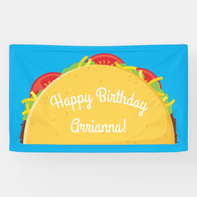 Cute Taco Kids 1st Birthday Party Mexican Food Banner (Horizontal)