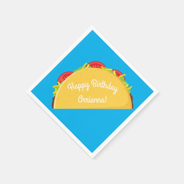 Cute Taco Kids 1st Birthday Party Mexican Food Napkin (Corner)