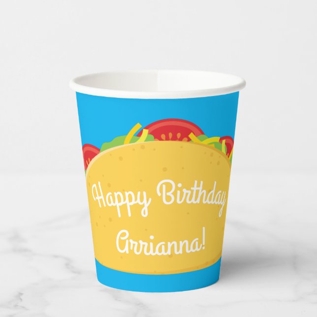 Cute Taco Kids 1st Birthday Party Mexican Paper Cups (Left)