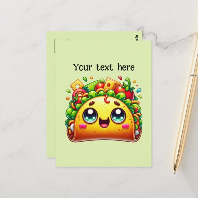 Cute taco lovers customise  postcard (Front/Back In Situ)