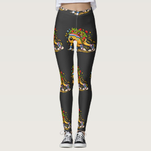Cute Taco Running Cartoon Fitness Food Mascot Leggings