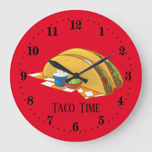 cute taco time decor kitchen large clock