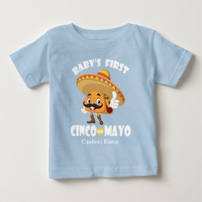 Cute Taco WHTXT Baby's First Cinco de Mayo Baby T-Shirt (Front)