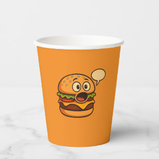 " Cute Talking Hamburger Design Paper Cups