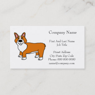 Cute Tan and White Cartoon Corgi Business Card