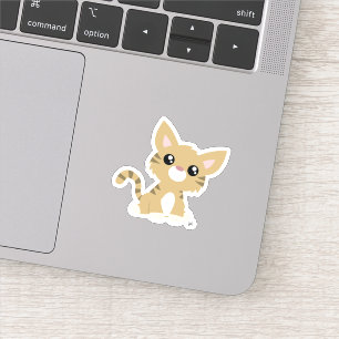 Cute Tan Kitty Custom-Cut Vinyl Sticker