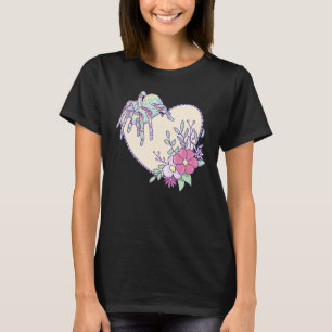 Cute Tarantula Spider With Heart And Flowers T-Shirt