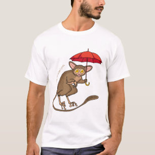 Cute Tarsier with umbrella cartoon illustration T-Shirt