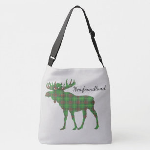 Cute Tartan moose Newfoundland travel shoulder Bag