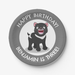 Cute Tasmanian devil personalized cartoon birthday Paper Plate