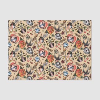 Cute tattoo lovers tiled party tissue paper