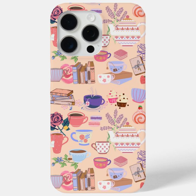 Cute Tea and Books Case-Mate iPhone Case (Back)