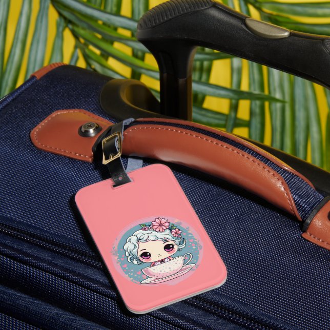 Cute Tea Cup Doll Luggage Tag (Front Insitu 1)