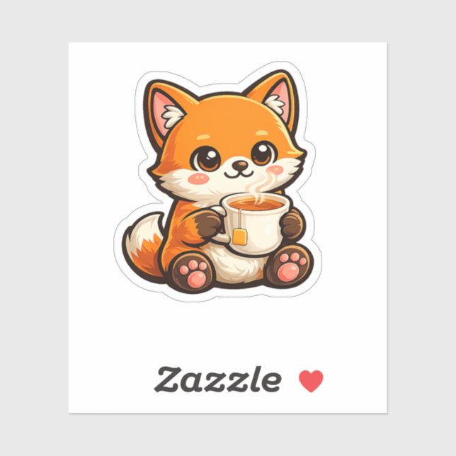 Cute Tea Fox Illustration – Cozy Fox Drinking Tea (Sheet)