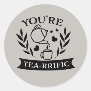 Cute Tea lovers word art Classic Round Sticker
