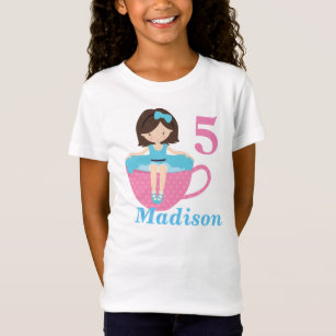 Cute Tea Party Birthday Girl Custom Kids T-Shirt