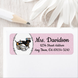 Cute Tea Party Dachshund (black & tan) Funny Dog