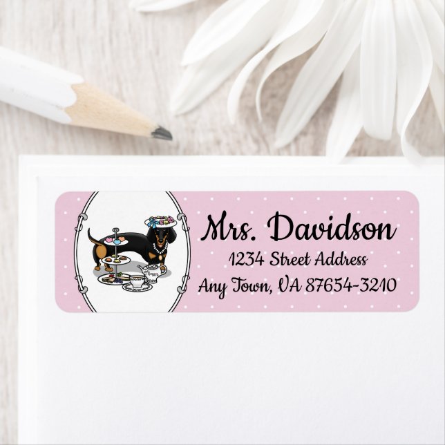 Cute Tea Party Dachshund (black & tan) Funny Dog (Insitu)