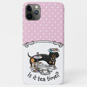 Cute Tea Party Dachshund Dog (black & tan) Funny Case-Mate iPhone Case