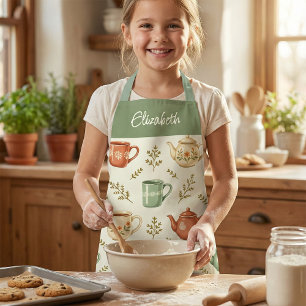 Cute Tea Party Floral Cottagecore Kids Apron