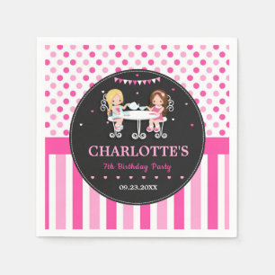 Cute Tea Party Girl Birthday Pink Napkin