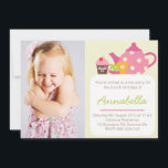 Cute Tea Party Kids Photo Birthday Invitation<br><div class="desc">Cute Tea Party Kids Photo Birthday Invitation 
 
 A cute tea party themed kids birthday invitation perfect for kids birthday parties.</div>