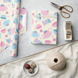 Cute tea party pattern wrap wrapping paper