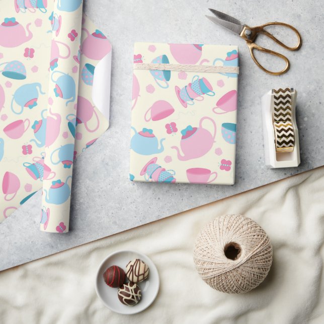 Cute tea party pattern wrap wrapping paper (Crafts)